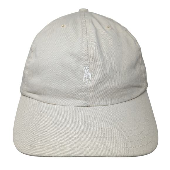 Vintage Polo Golf Ralph Lauren Slideback Hat Beige Embroidered Pony Made USA - Picture 1 of 9